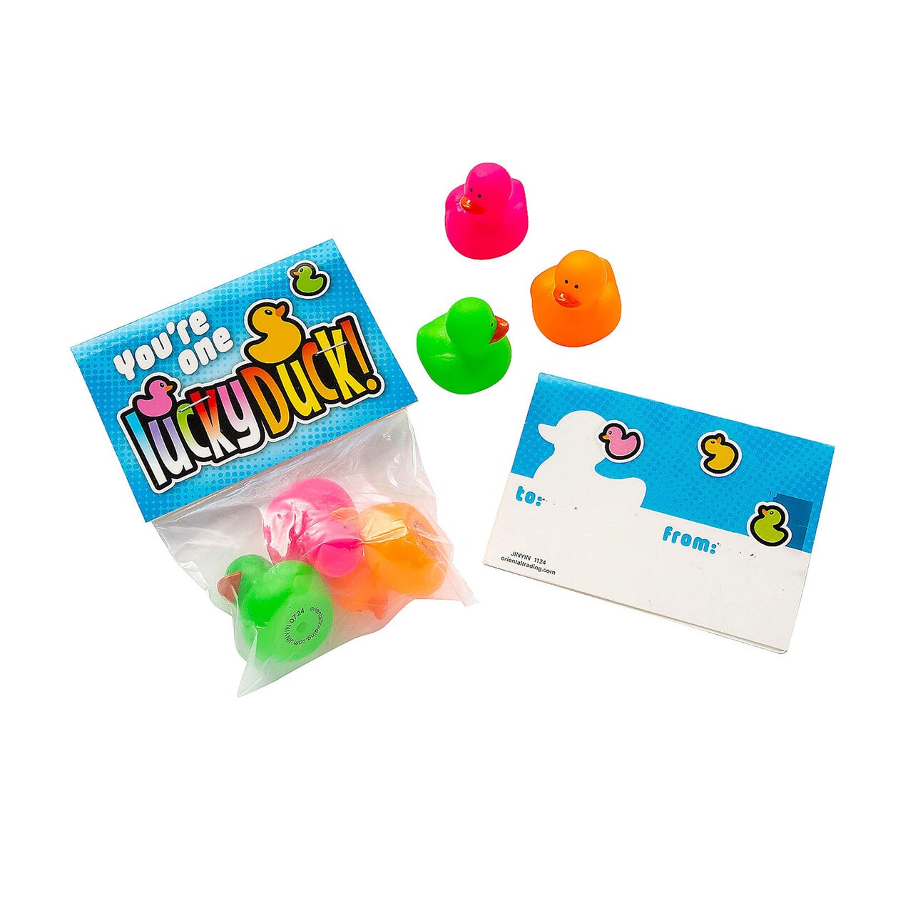 5 1/2" Mini Neon Ducks – Lucky Duck Exchange Packs (12 Pieces)