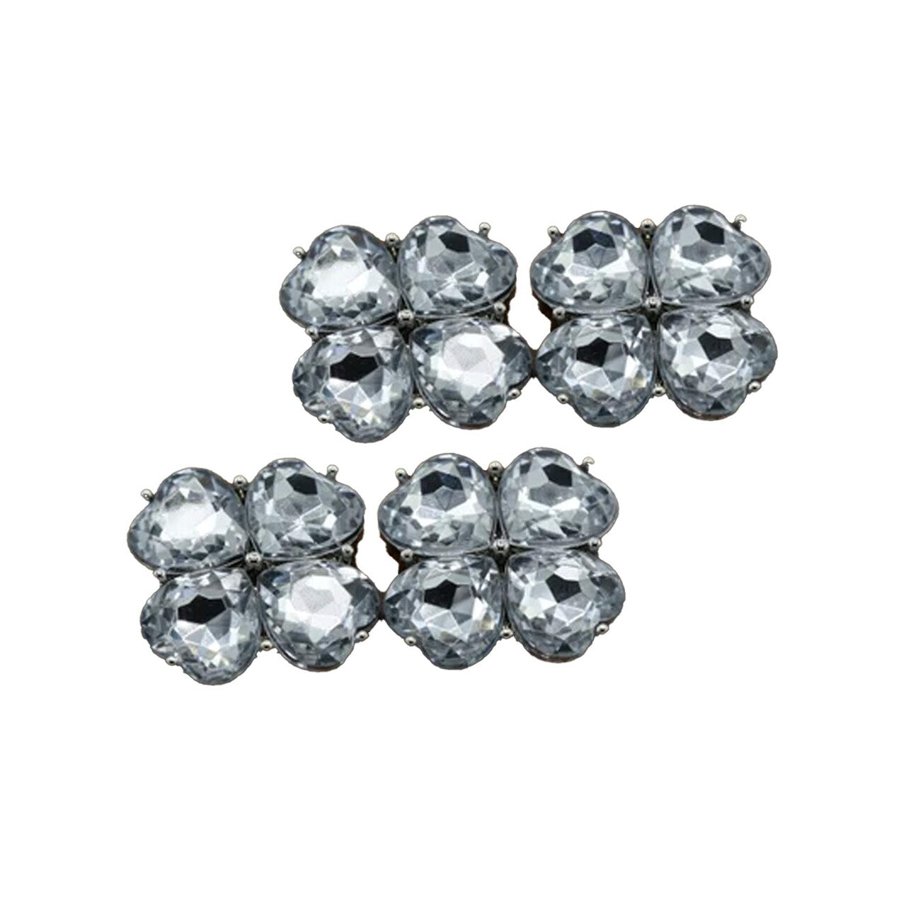 4 Pieces Clear Acrylic Flower Buttons 15/16 Inch