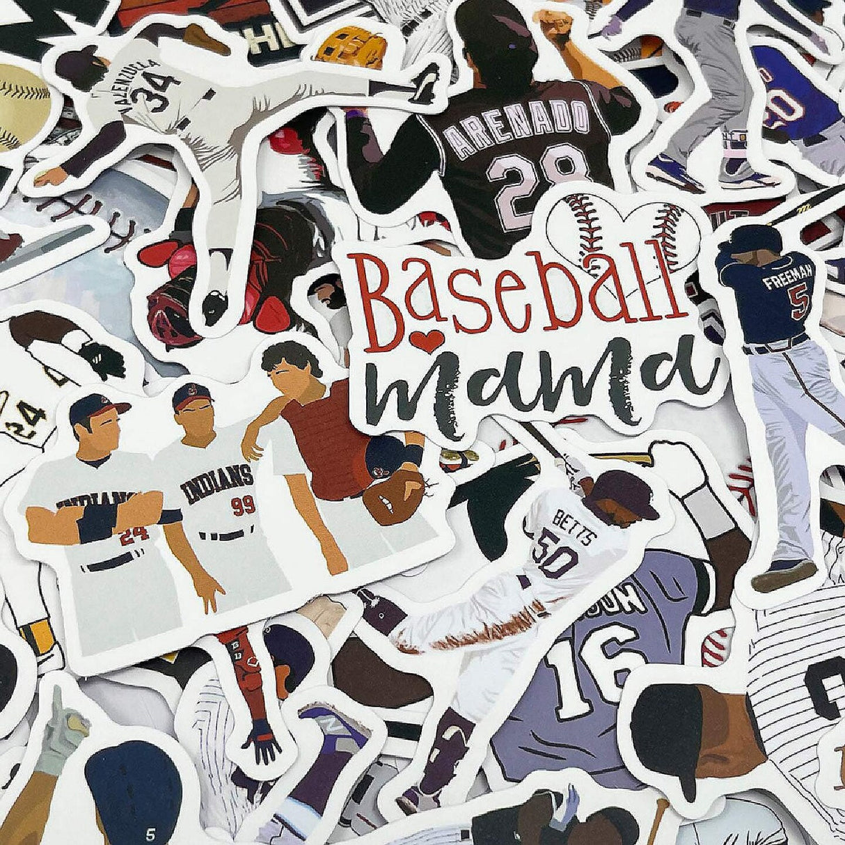 Wrapables Waterproof Vinyl Stickers for Water Bottles Laptops 100 Pieces Baseball Theme
