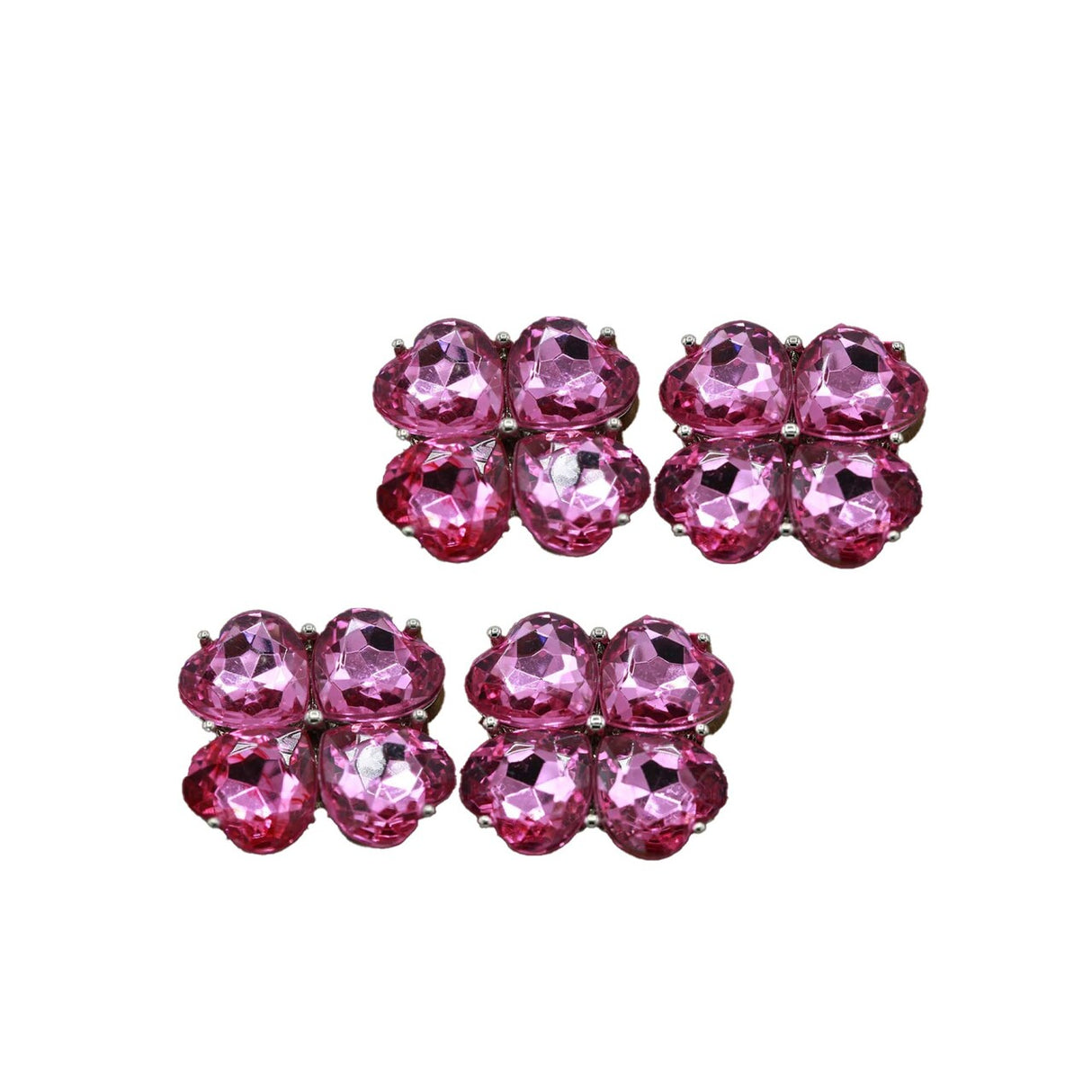 4 Pieces Pink Acrylic Flower Buttons 15/16 Inch