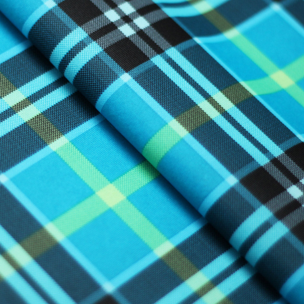Modern Plaid Polyester Spandex Fabric - Multicolor Tartan Plaid Print, 58/60" Width, 240 GSM (1 Yard)