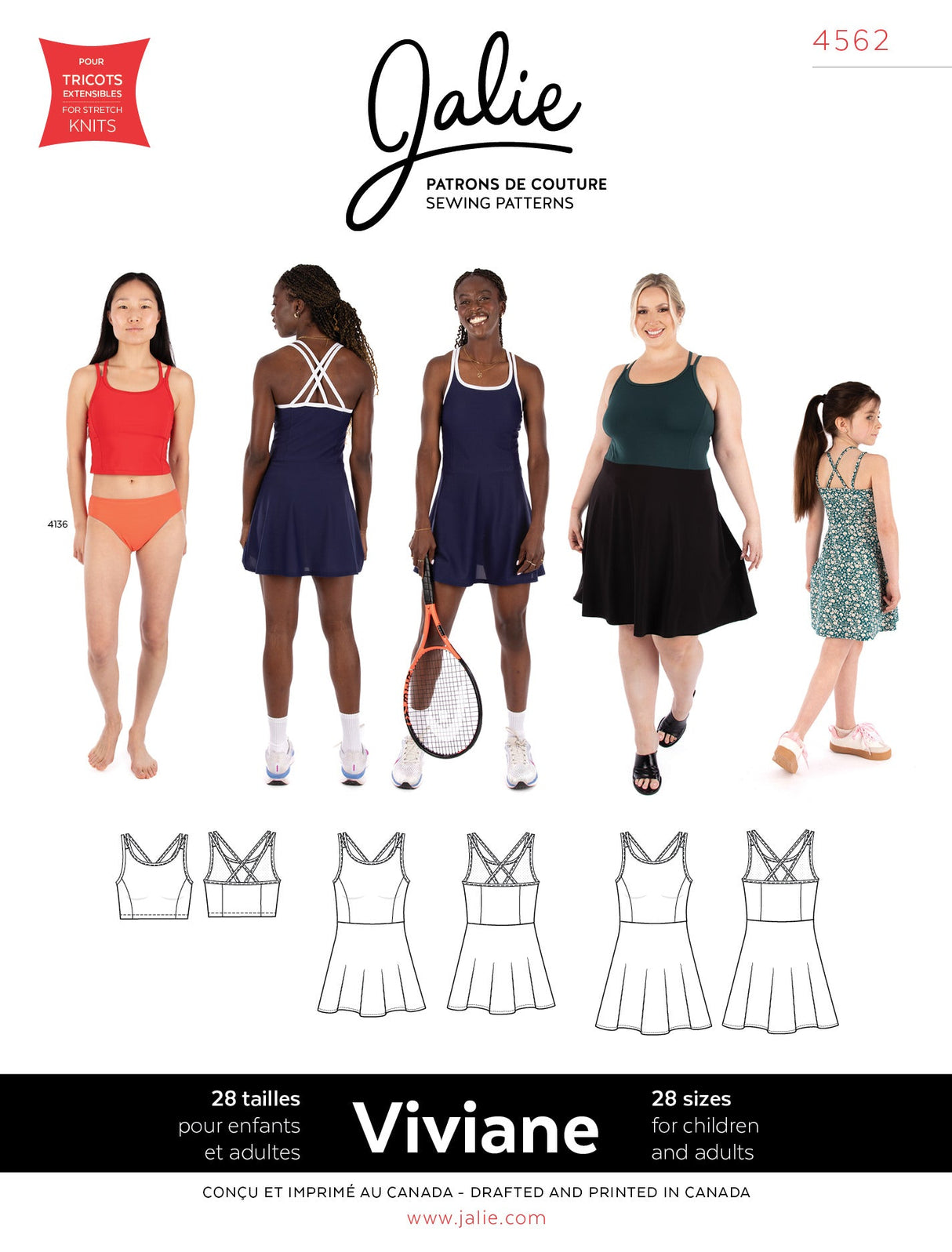 Sewing Pattern Viviane Athletic Top and Dress by Jalie