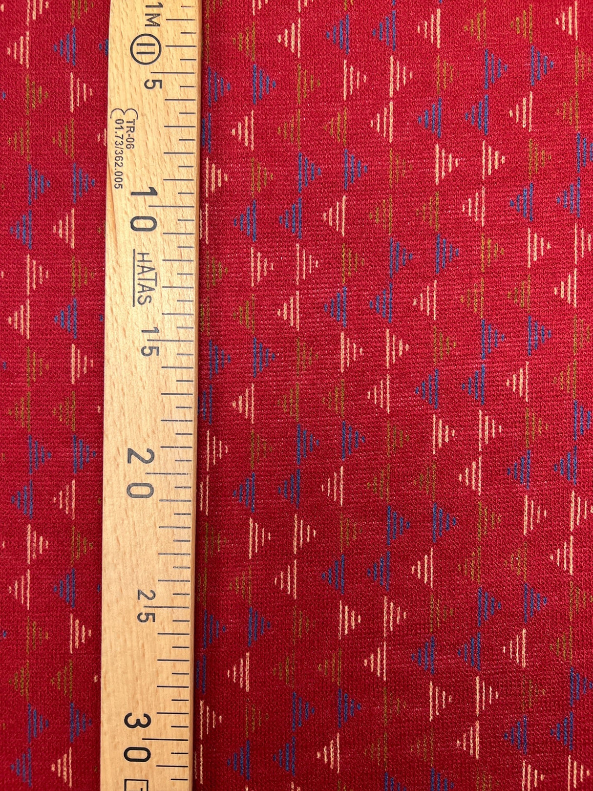 Acrylic Knitted Fabric Red Beige Printed