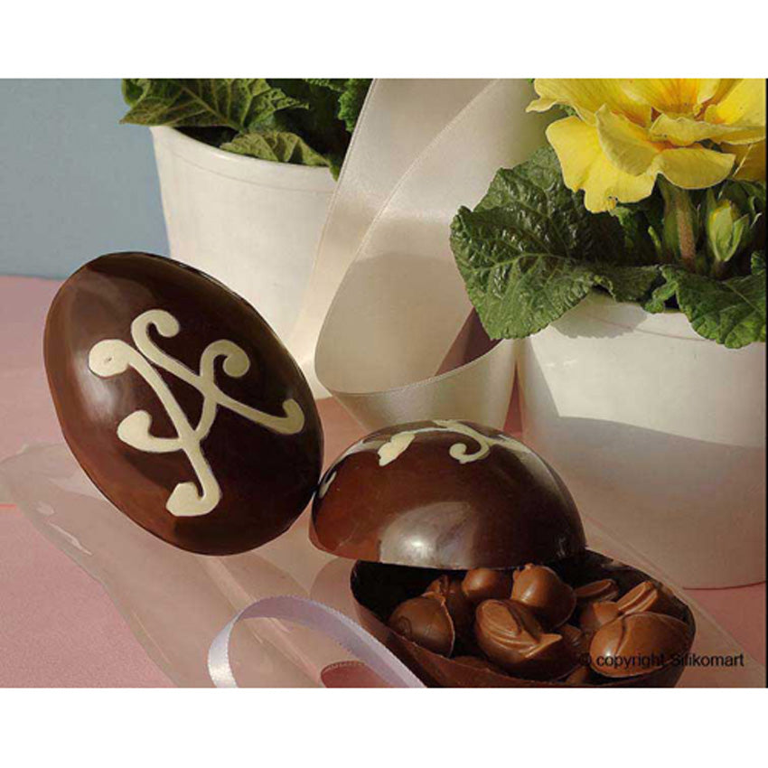Silikomart Silicone Bakeware Half Egg 4.4 Oz, 4.01" x 2.87" x 1.42" High, 5 Cavities