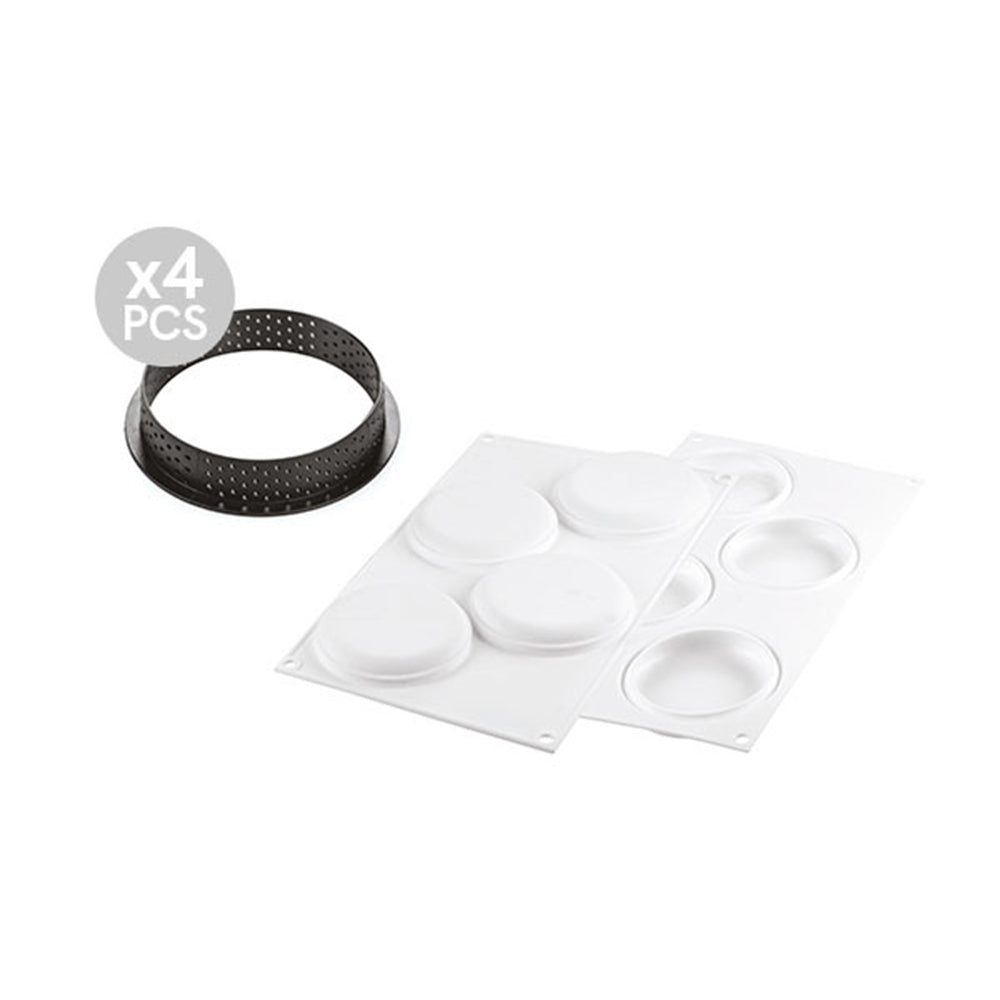 Silikomart 100mm Black Perforated Tarte Ring, Set of 4