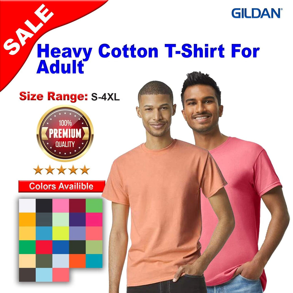 Gildan® Heavy Cotton Crewneck Short Sleeve T-Shirt For Adult