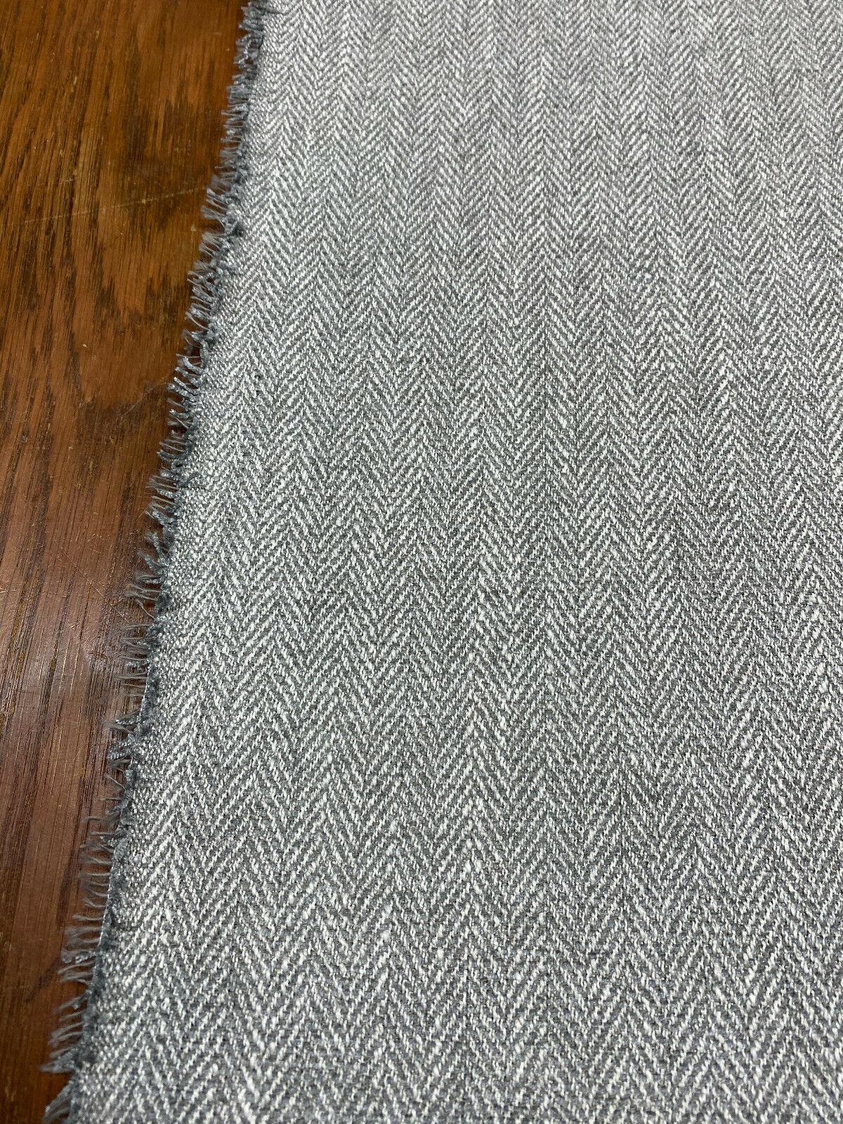 Prescott Linen Herringbone Chenille Upholstery Fabric - Linen White Herringbone, 56" Width (1 Yard)