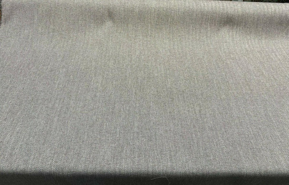 Prescott Linen Herringbone Chenille Upholstery Fabric - Linen White Herringbone, 56" Width (1 Yard)