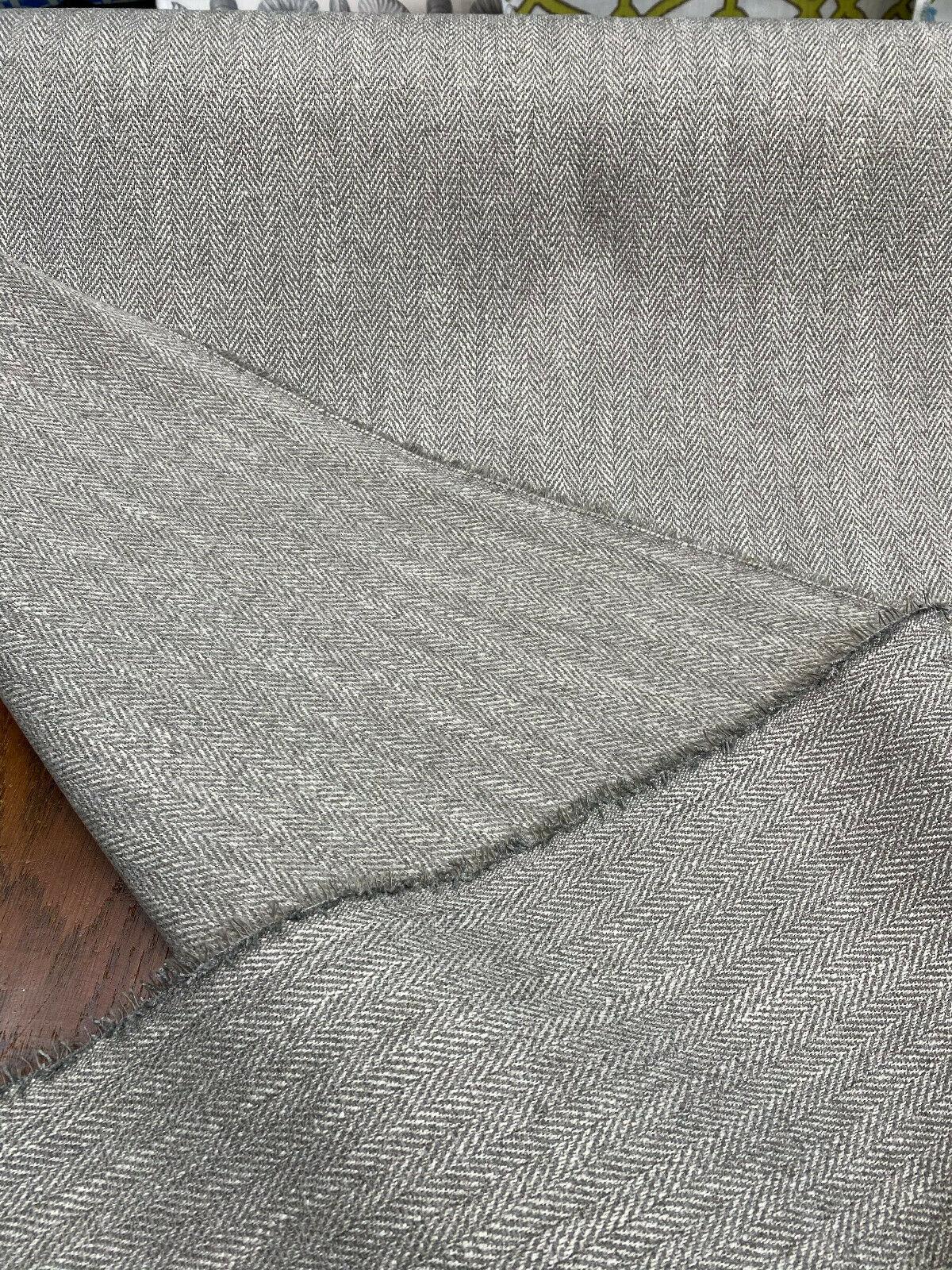 Prescott Linen Herringbone Chenille Upholstery Fabric - Linen White Herringbone, 56" Width (1 Yard)