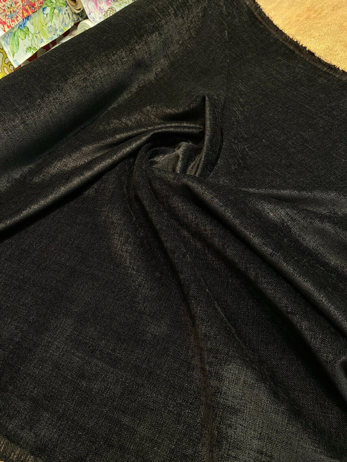 Luxury Sephora Chenille Upholstery Fabric - Black Brown, 54" Width (1 Yard)