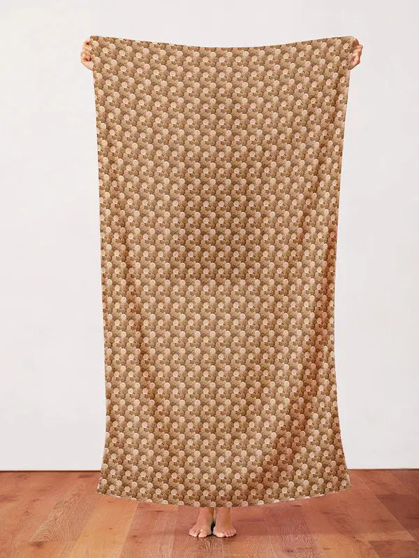 Cotton Print Brown Gold Yarn Balls Fabric 44/45