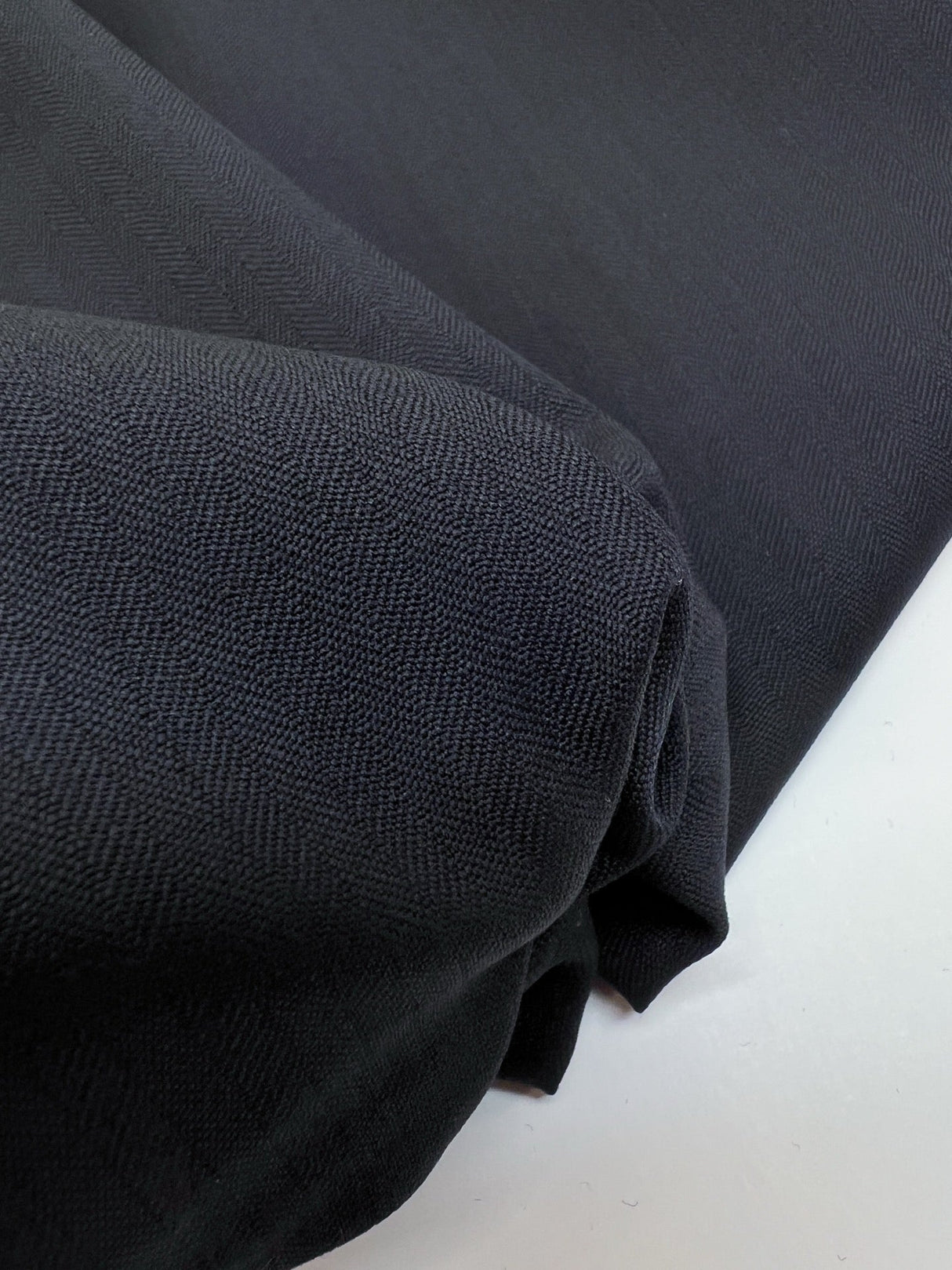 Blue Herringbone Wool Fabric