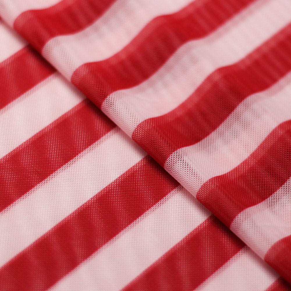 Freedom Mesh Star And Stripe Polyester Spandex Fabric - Patriotic Stars And Stripes, Red/White/Blue, 58/60" Width (1 Yard)