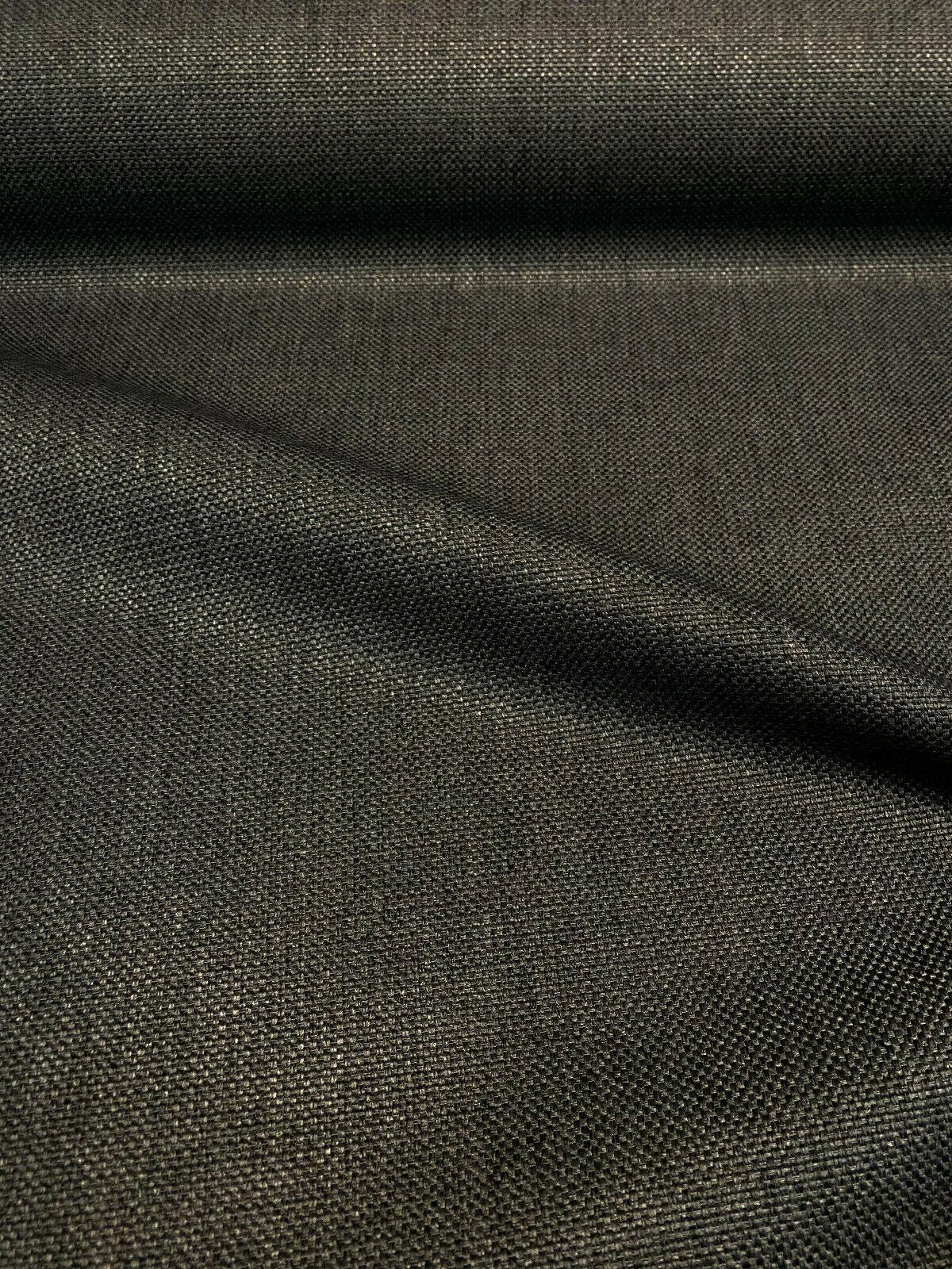 Crypton Chenille London Coal Black Upholstery Fabric - Basket Weave, 54" Width (1 Yard)