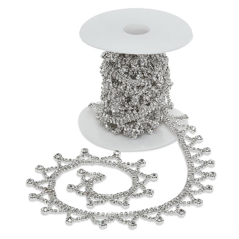 Silver Tiara Rhinestone Chain 7/8 '' X 3 yd - 1 / ROLL