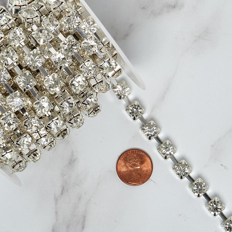 Rhinestone Chain - Silver Chain (7mm) x 5 Yards - 1 Roll