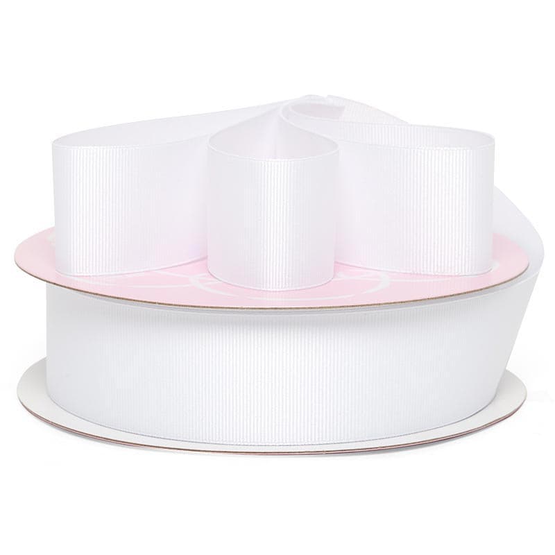 Solid Color Grosgrain Ribbon – White, 5/8" x 50 Yards (1 Roll)