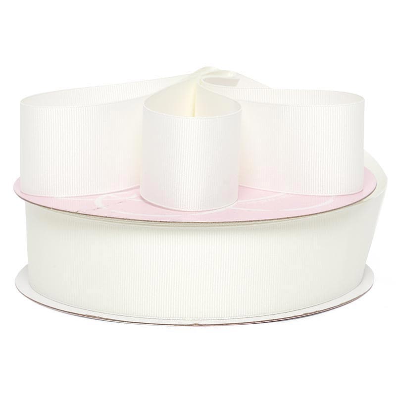 Solid Color Grosgrain Ribbon – Off White, 5/8" x 50 Yards (1 Roll)