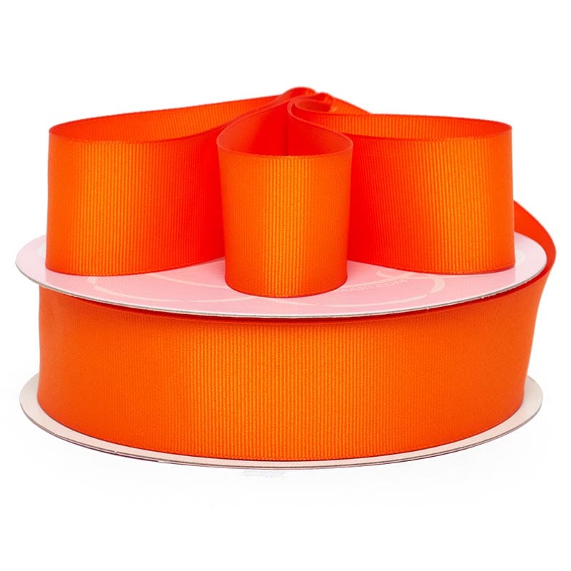 Solid Color Grosgrain Ribbon – Orange, 1/4" x 100 Yards (1 Roll)