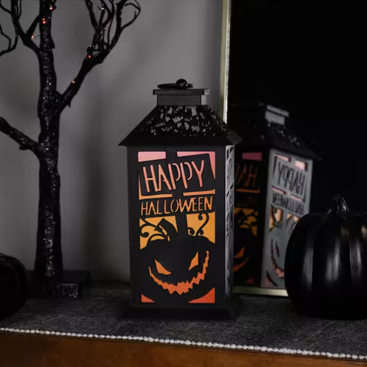 LED Lighted Jack-O-Lantern Happy Halloween Table Lantern