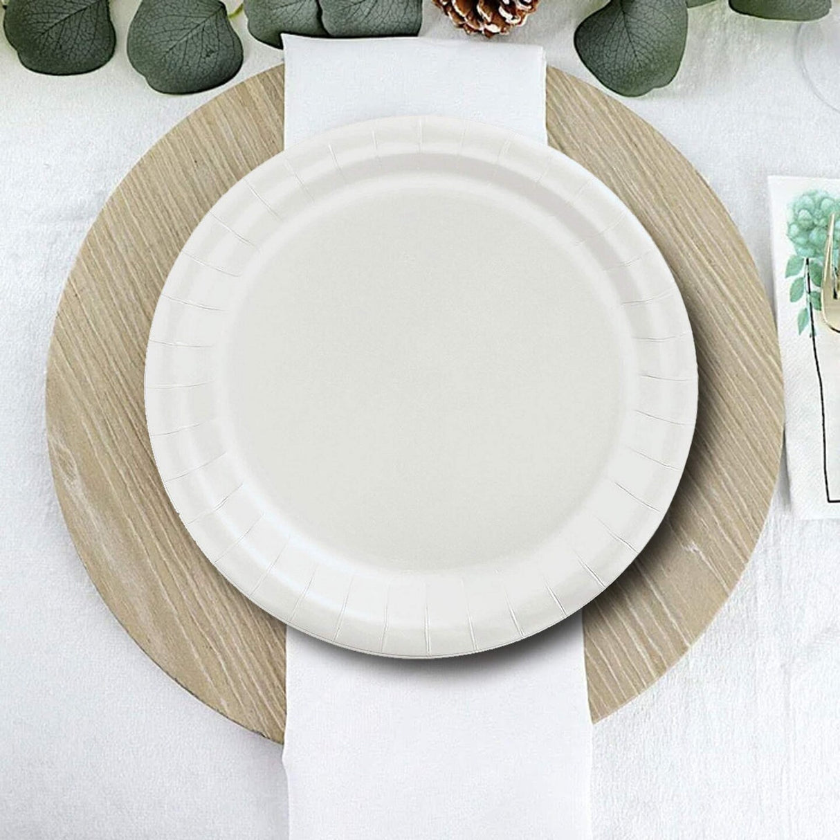 24 Count White Paper Plates 7" Round Disposable Dessert Plates for Events