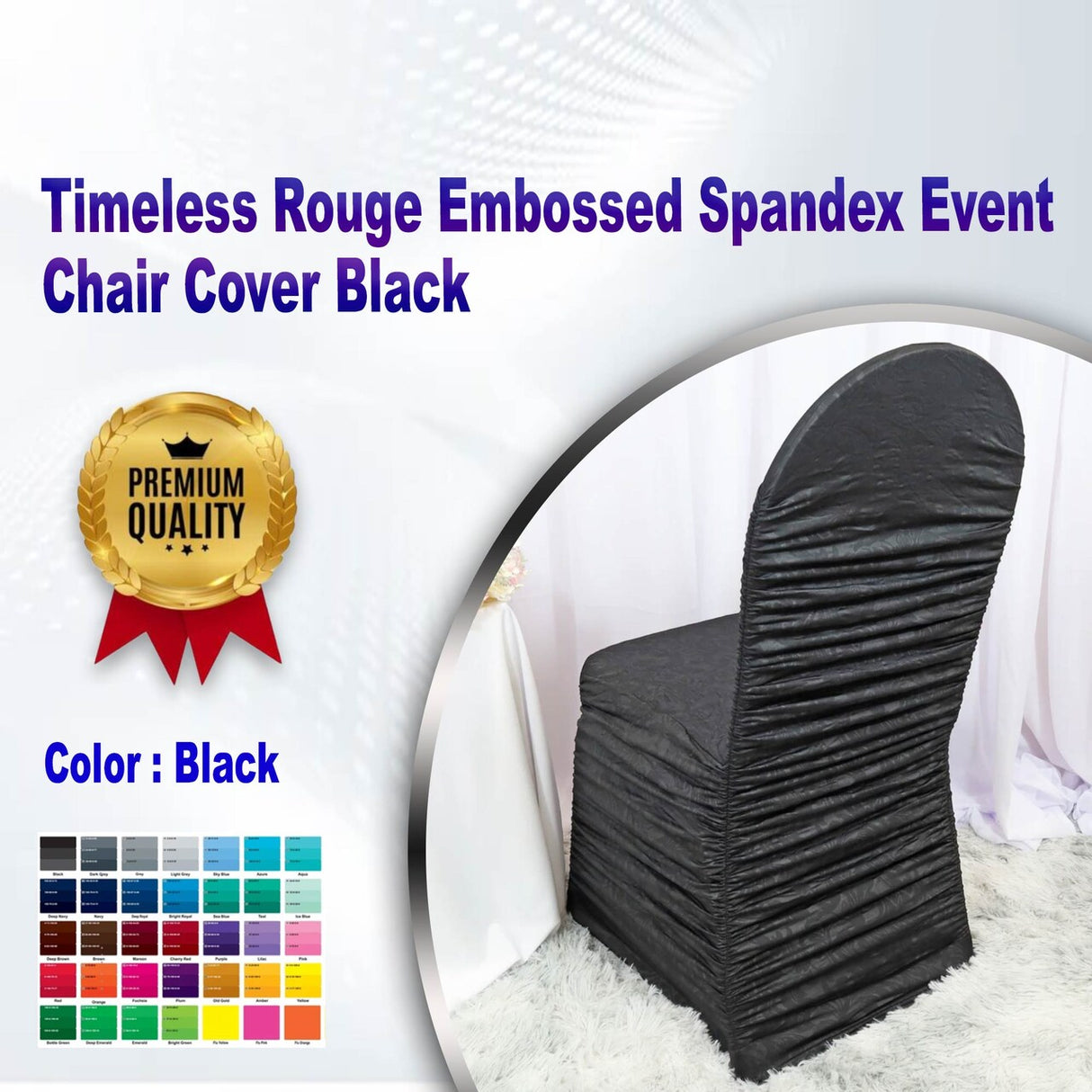 1 Piece Timeless Rouge Embossed Spandex Event Chair Cover Black