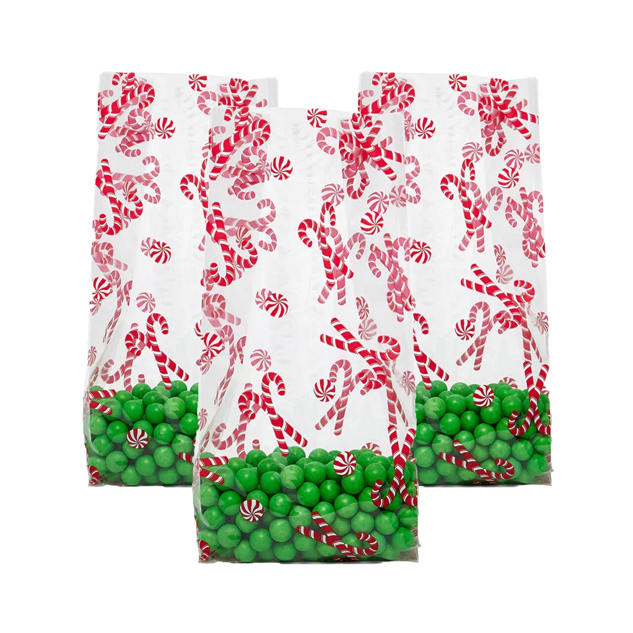 5” x 3” x 11.5” Christmas Cello Treat Bags with Festive Designs