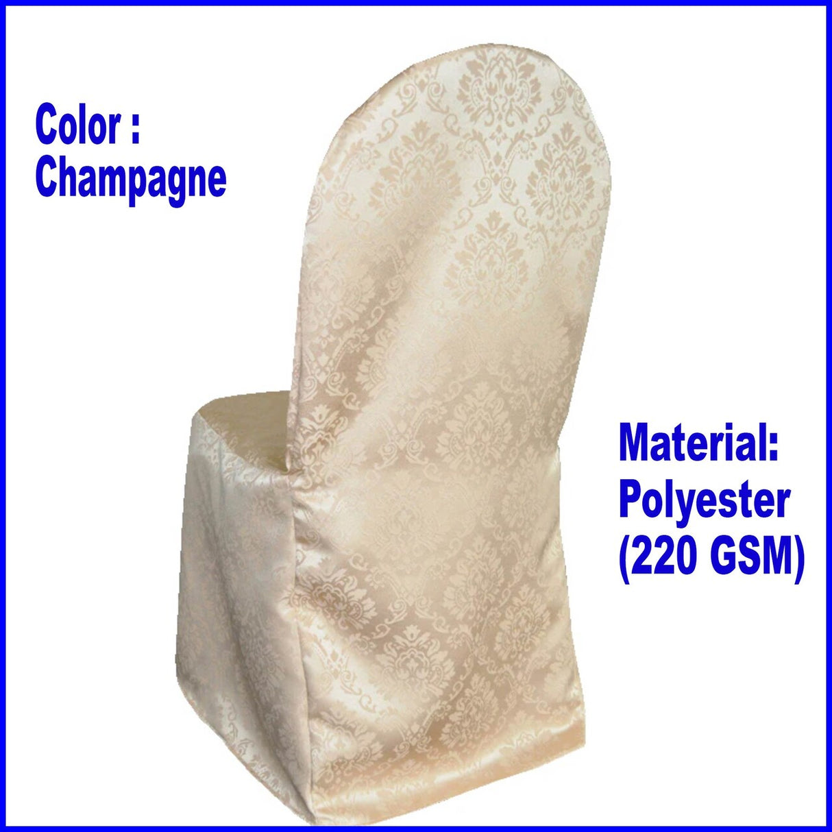 1 Piece Vintage Damask Jacquard Banquet Chair Cover Champagne