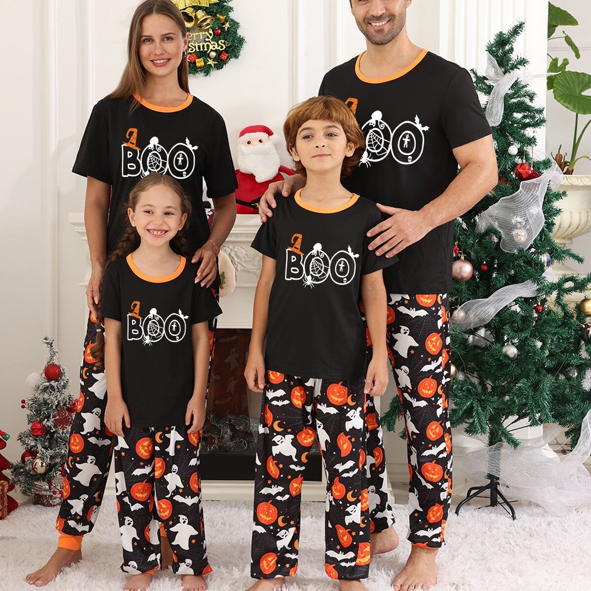 Christmas Pajamas Short-Sleeve T-Shirts Trousers Sets