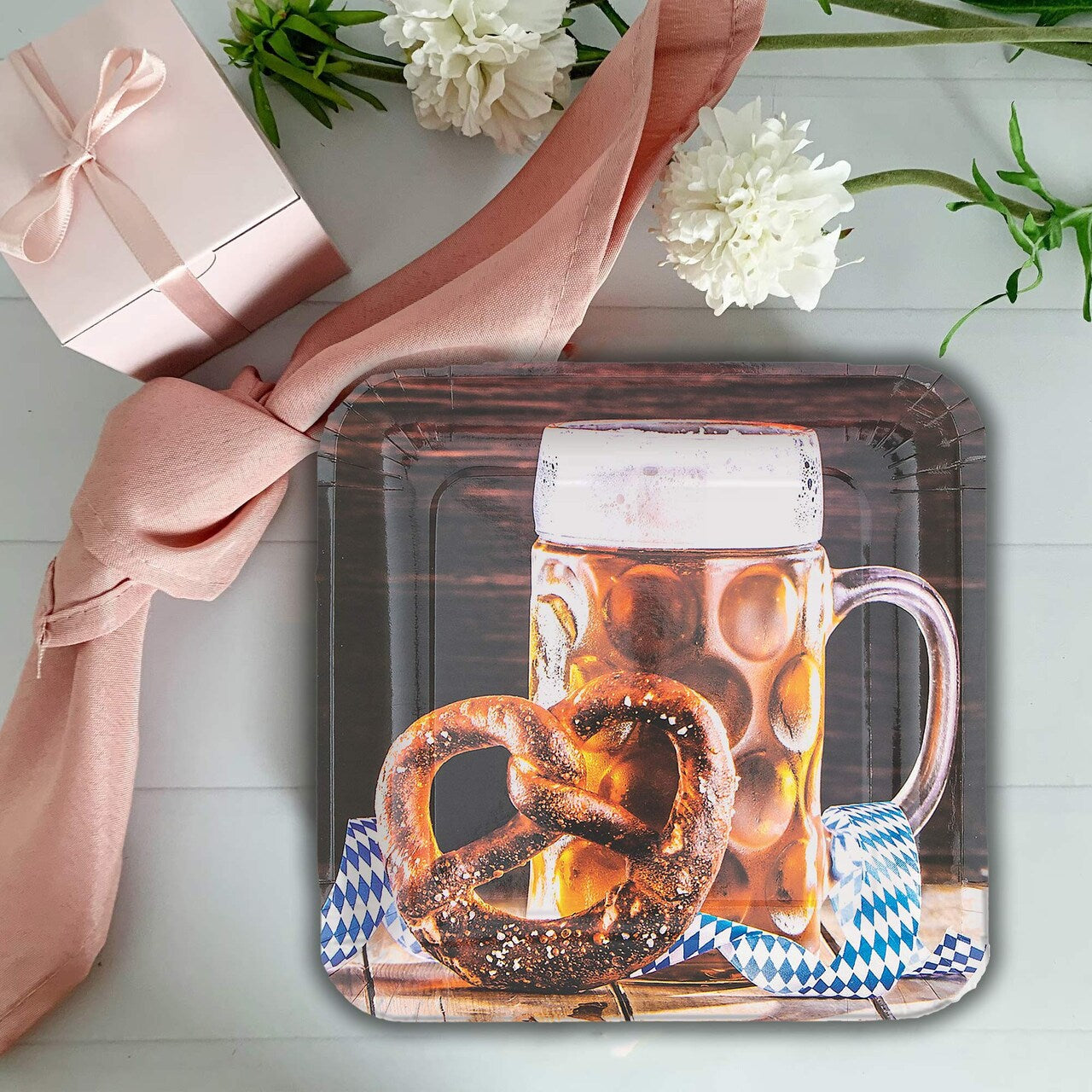 8 Ct. Oktoberfest Party Beer & Pretzel Paper Dinner Plates Festive Bavarian Tableware