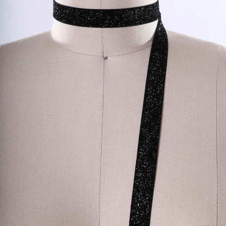 5/8" 2 Yards Black Glitter Elastic Stretchy Trim Sparkly Craft Tape