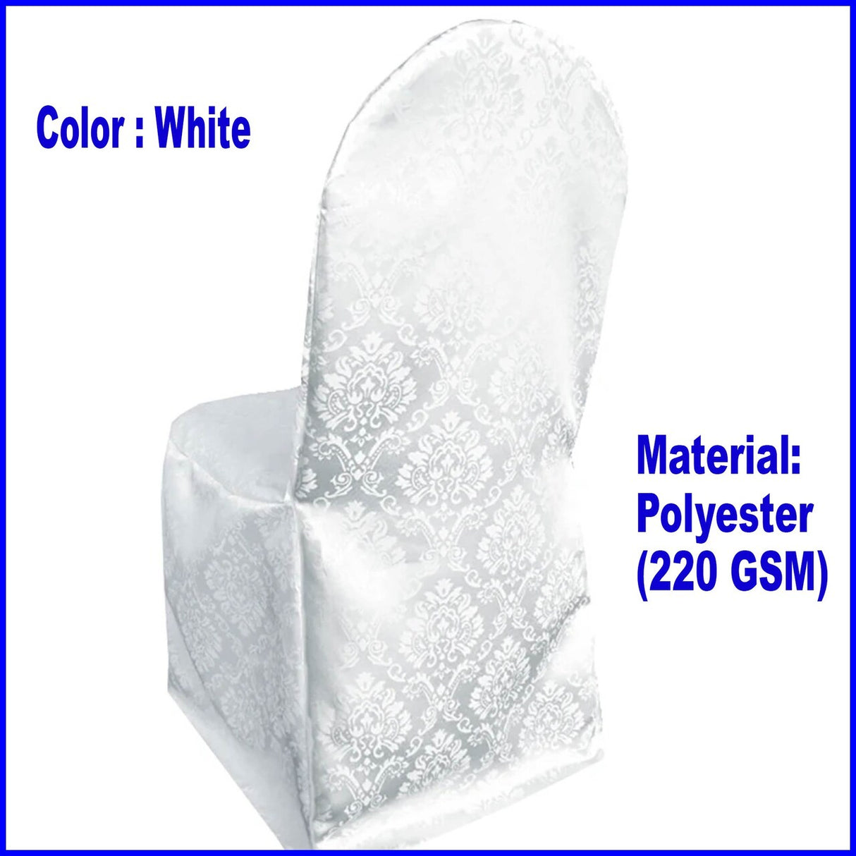 1 Piece Marquis Damask Jacquard Polyester Chair Cover White