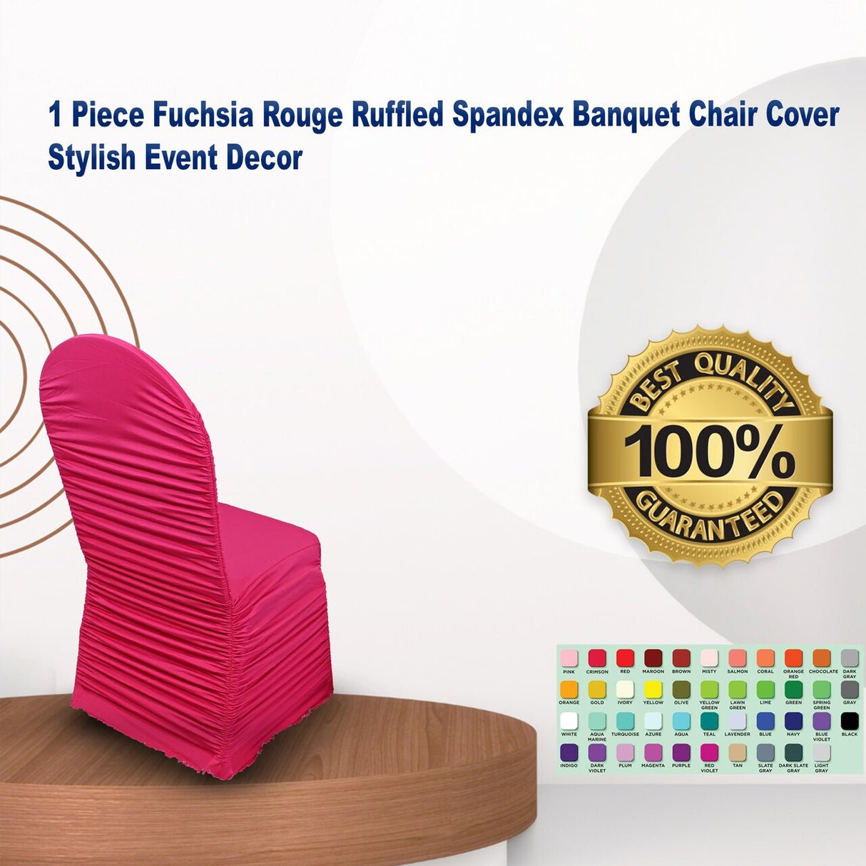 1 Piece Fuchsia Rouge Ruffled Spandex Banquet Chair Cover Stylish Event Decor