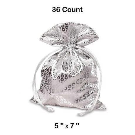 Faux Sequin Printed Satin Bags 5 '' x 7 '' 12 EACH / PACKAGE