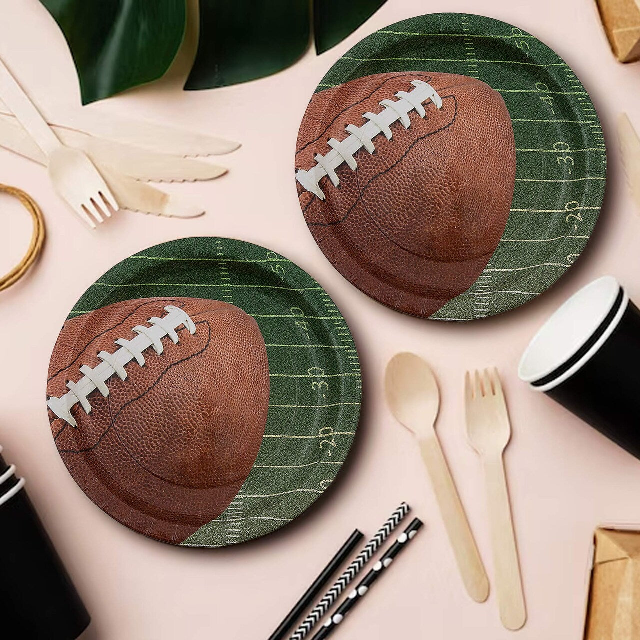 8 Ct. Football Paper Dessert Plates 7" Sports-Themed Party Plates