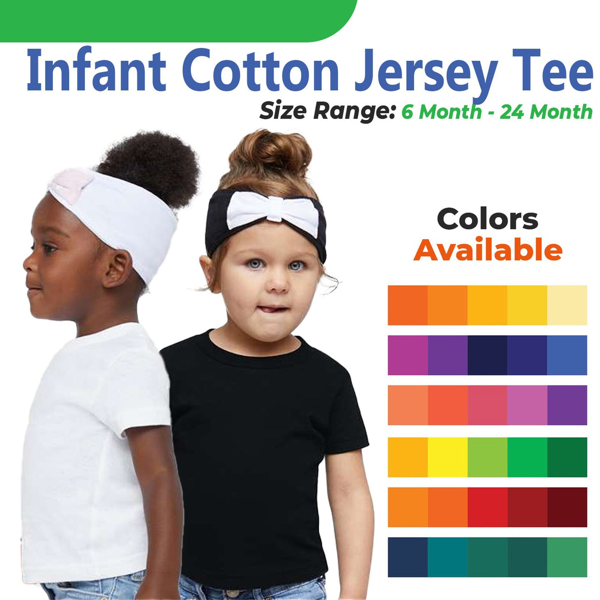 RADYAN® Infant Crew Short Sleeve Cotton Jersey Tee