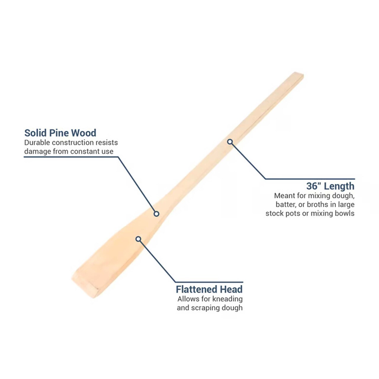 36" Pine Wood Mixing Paddle with Flat Head