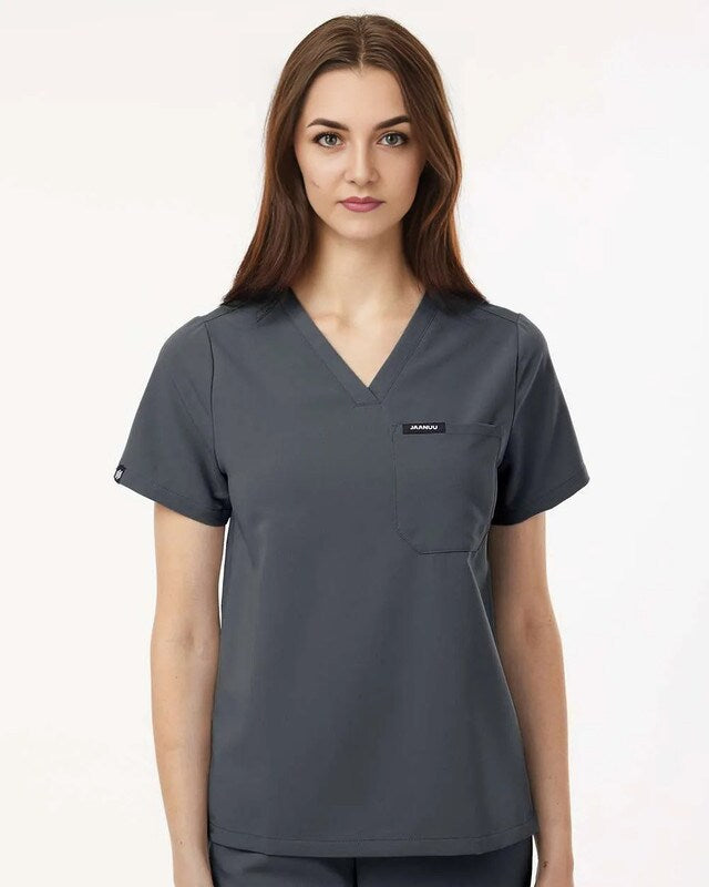 Jaanuu® Women's Rhena Essential 1 Pocket Scrub V-Neck Top