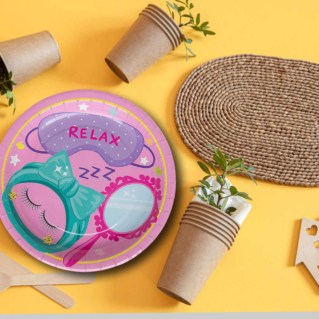 8 Ct. Spa Party Dessert Plates Pink 7" Round Paper Plates