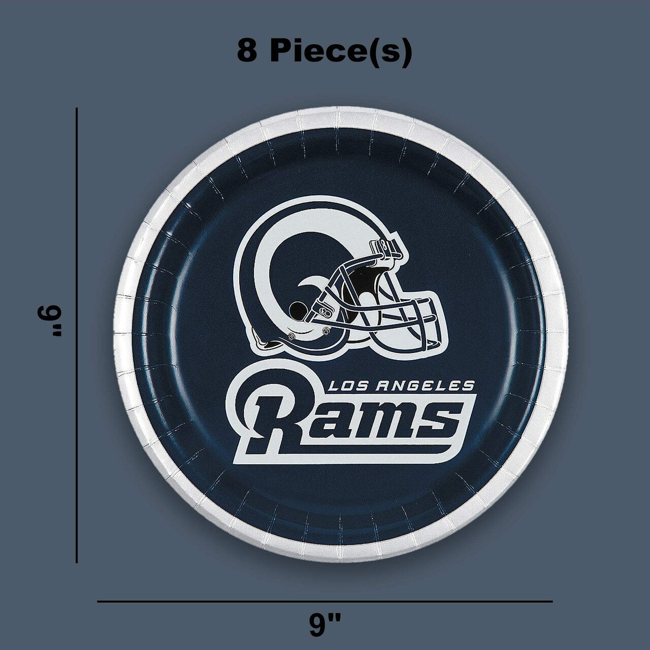 8 Ct. Los Angeles Rams Football Dessert Plates 7" Game Day Paper Plates