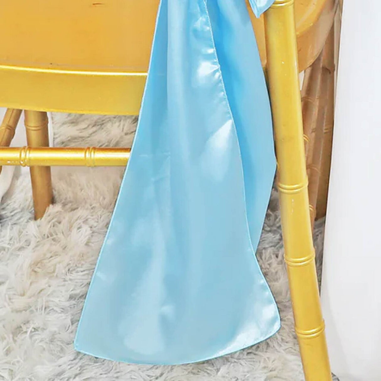 10 Pieces Baby Blue Satin Chair Sashes Soft 8"x108" Event Decor