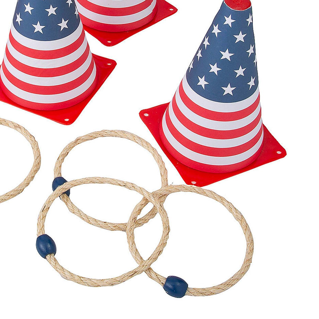 5 1/4" x 8" Patriotic USA Flag Cone Ring Toss Game - 12 Pieces