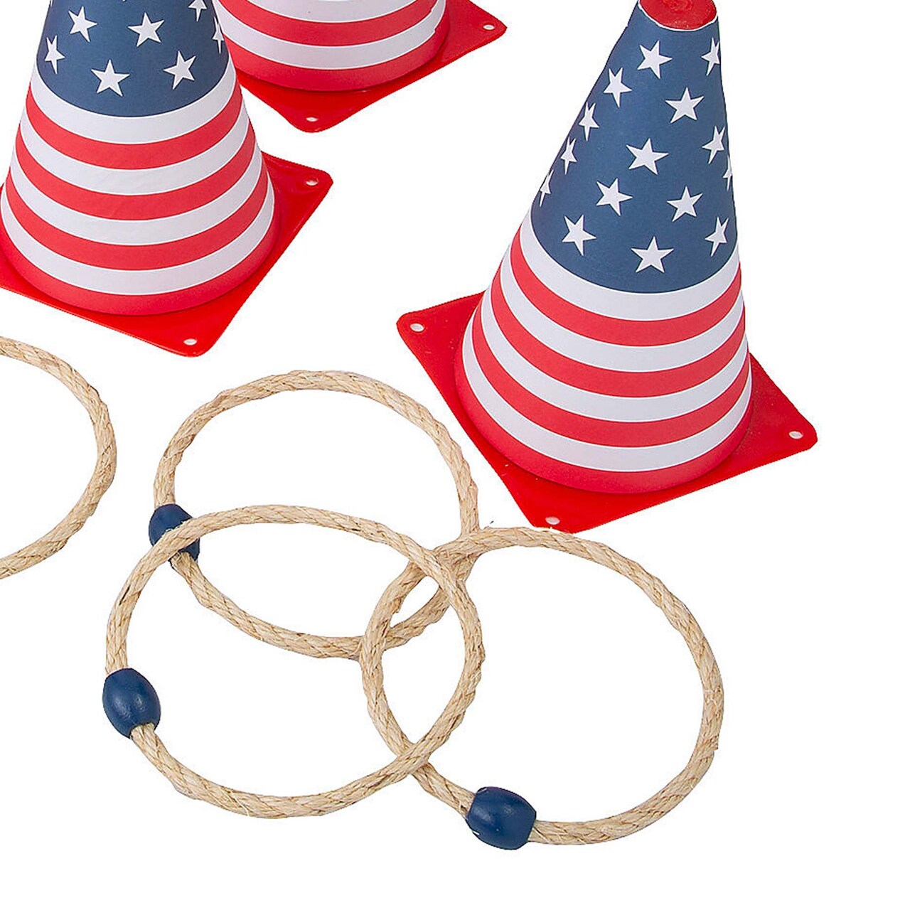 5 1/4" x 8" Patriotic USA Flag Cone Ring Toss Game - 12 Pieces