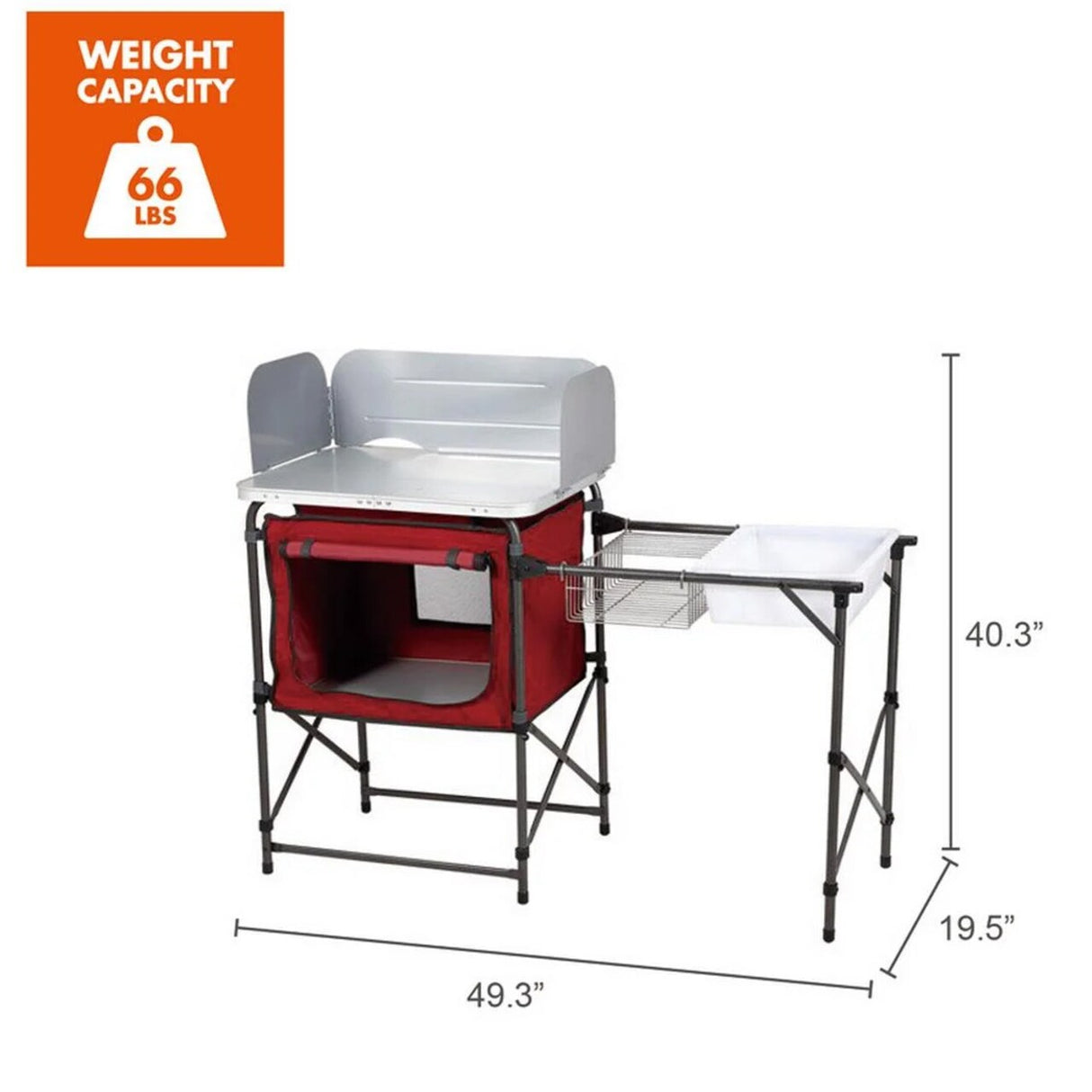Ozark Trail TA-619 Camping Table – Silver & Red, 31" x 13" x 8.25"