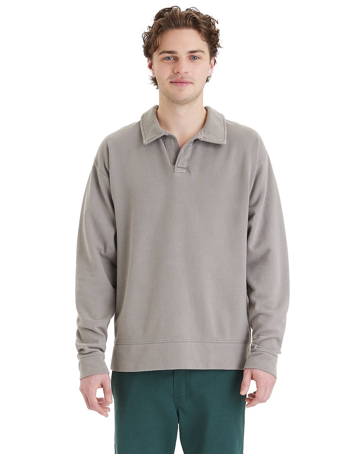 ComfortWash by Hanes® Garment Dye Polo Collar Sweatshirt - GDH490