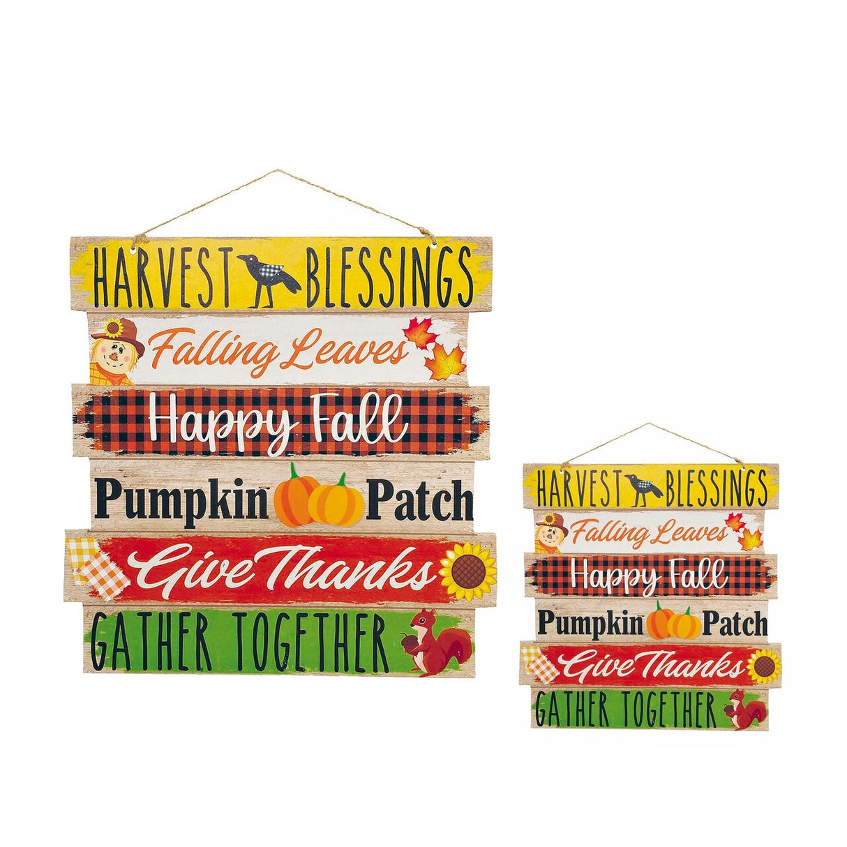 11.5 Inch Harvest Blessings Fall Greetings Wood Wall Sign Autumn Decor
