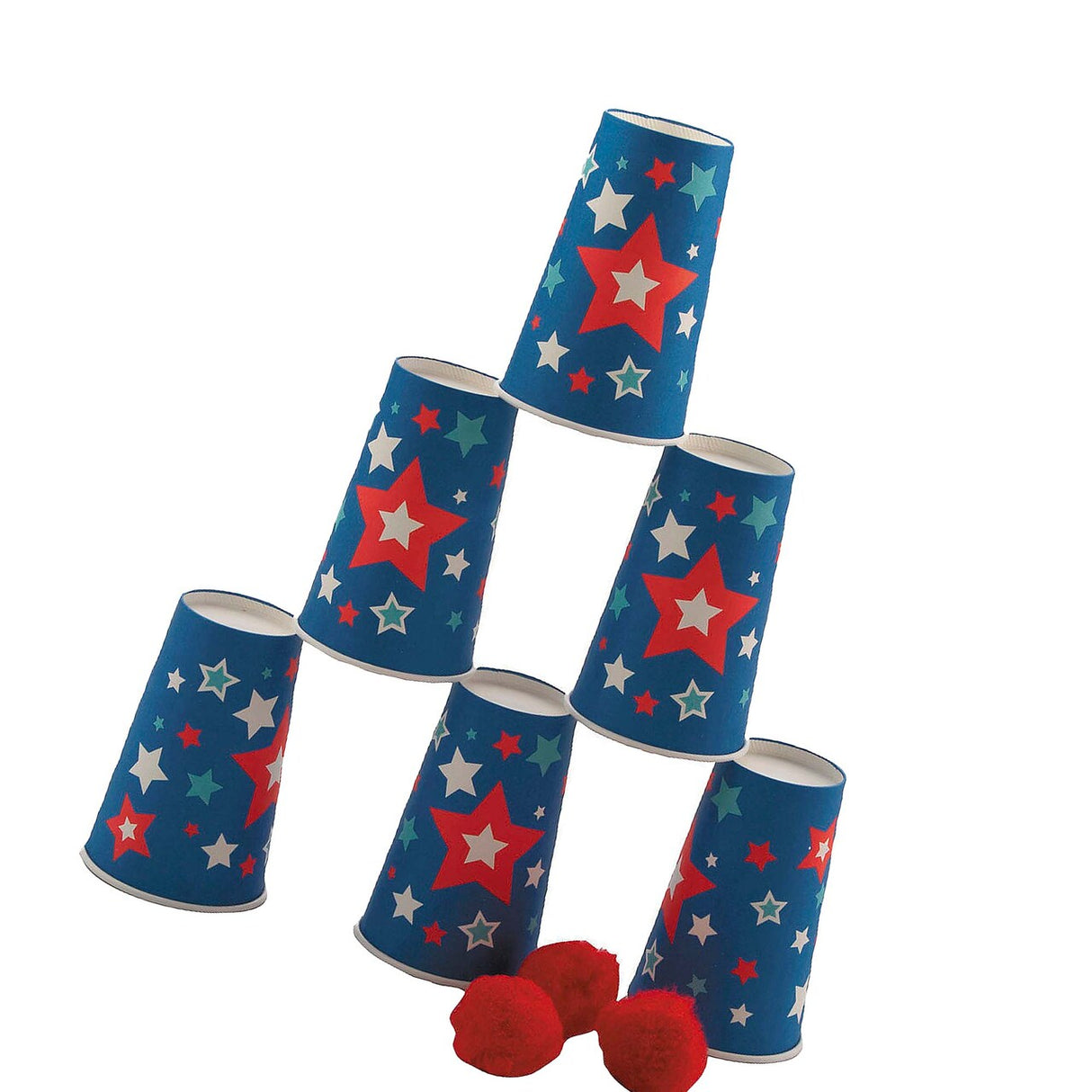 5 1/4" Patriotic Red, White & Blue Pom-Pom Bowling Game Set 9 Pc.