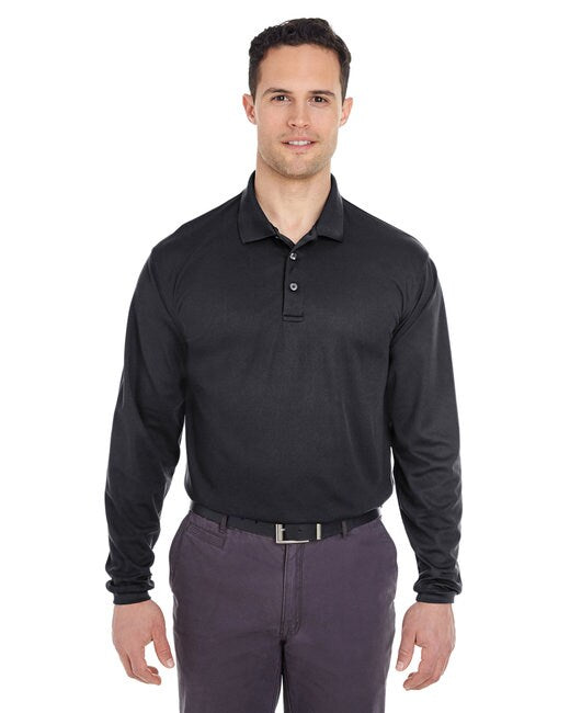 UltraClub® Adult Cool & Dry Long-Sleeve Mesh Pique Polo