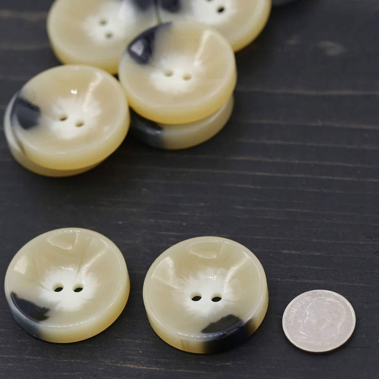 4 Pieces Beige Large Plastic Buttons 1 3/16 Inch