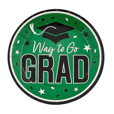 7 1/4" Purple "Way to Go Grad" Disposable Paper Dessert Plates 25 Count